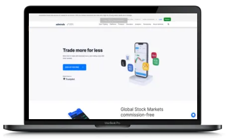 Admiral Markets website displayed on a Macbook