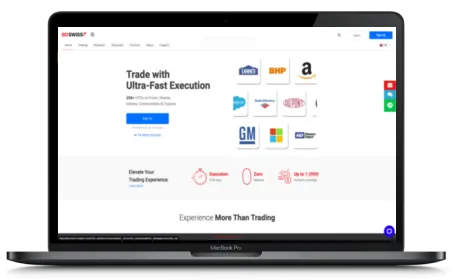 BDSwiss website displayed on a Macbook