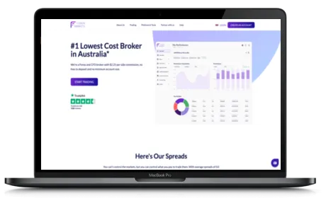 Fusion Markets website displayed on a Macbook