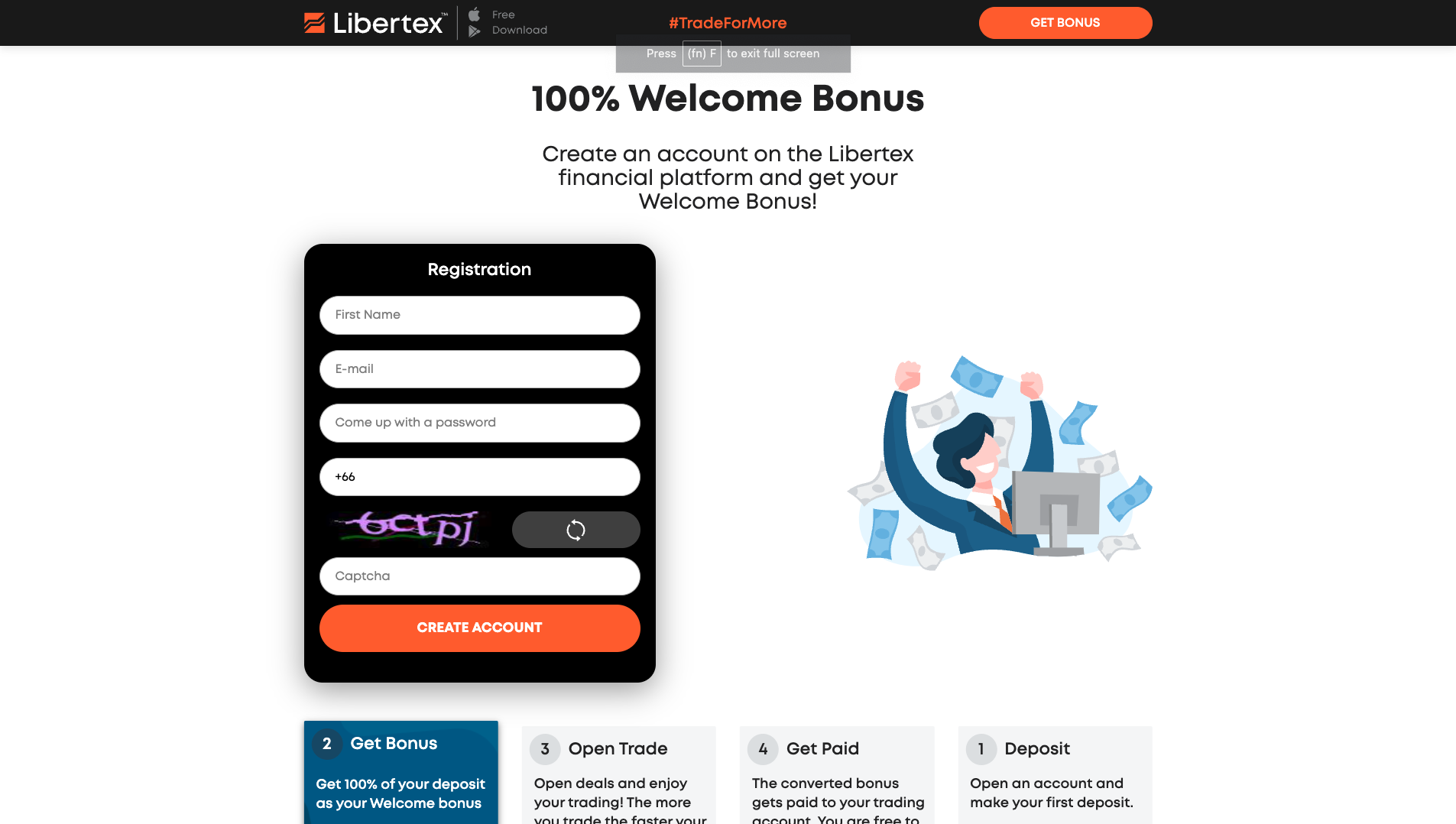 Screenshot of Libertex Homepage